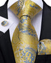 Blue and Yellow Silk Paisley Necktie Set-DBG478