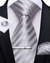Silver Striped Necktie Set-DBG481