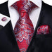 Red Blue Gray Silk Paisley Necktie Set-DBG490