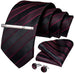 Black and Burgundy Striped Necktie Set-DBG512