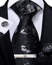 Black and Silver Silk Necktie Set- DBG548