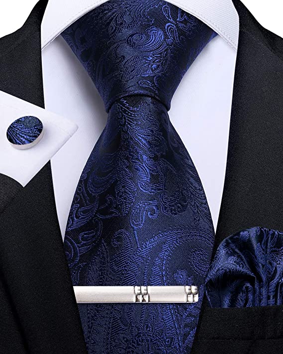 Royal Blue Paisley Necktie Set-DBG643