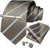 Brown  and Blue Stripe Necktie Set-DBG664