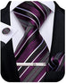 Purple and Black Striped Silk Necktie Set-DBG667