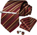 Burgundy  Tan and Brown Striped Necktie Set-DBG683