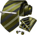 Olive Green Black Silk Necktie Set-DBG684