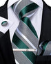 Emerald Green Grey Silk Necktie Set-DBG685