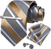 Light Brown and Grey Silk Necktie Set-DBG686