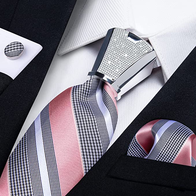 Pink and Grey Necktie Set-DBG689
