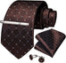Brown Blue Grey Silk Necktie Set-DBG693