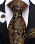 Gold and Black Silk Necktie Set-DBG716