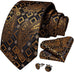 Gold and Black Silk Necktie Set-DBG716