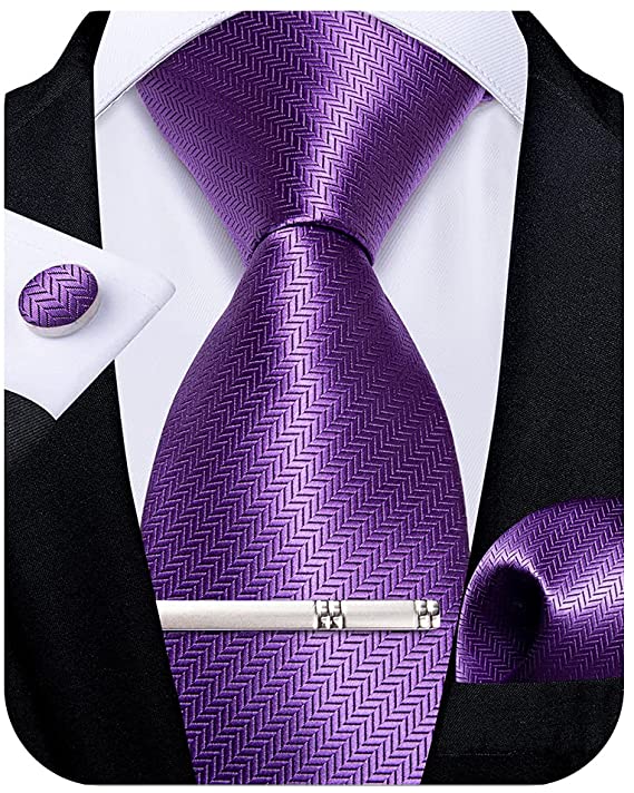 Lavender Herringbone Pattern Necktie Set-DBG721