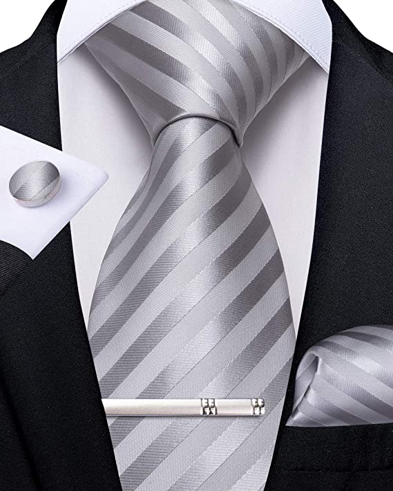 Silver Stripe Necktie Set-DBG729