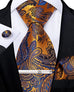 Orange and Blue Paisley Necktie Set-DBG734
