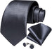 Grey Herringbone Silk Necktie Set-DBG755