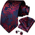 Red and Blue Floral Silk Necktie Set-DBG761