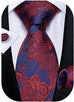Mens Red and Blue Floral Necktie Set-DBG818