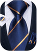 Mens Navy Blue and Gold Necktie Set-DBG821