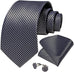 Mens Silver and black Necktie Set-DBG823
