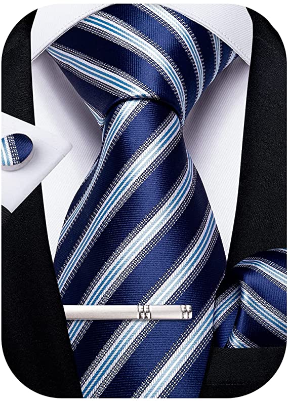 Men's Business Blue and White Necktie Set-DBG827
