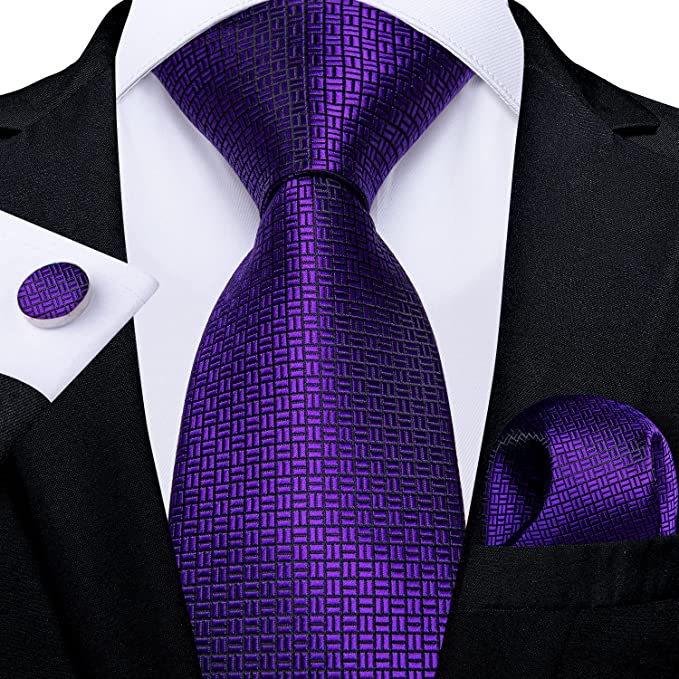 Purple and Black Necktie Set-DBG831