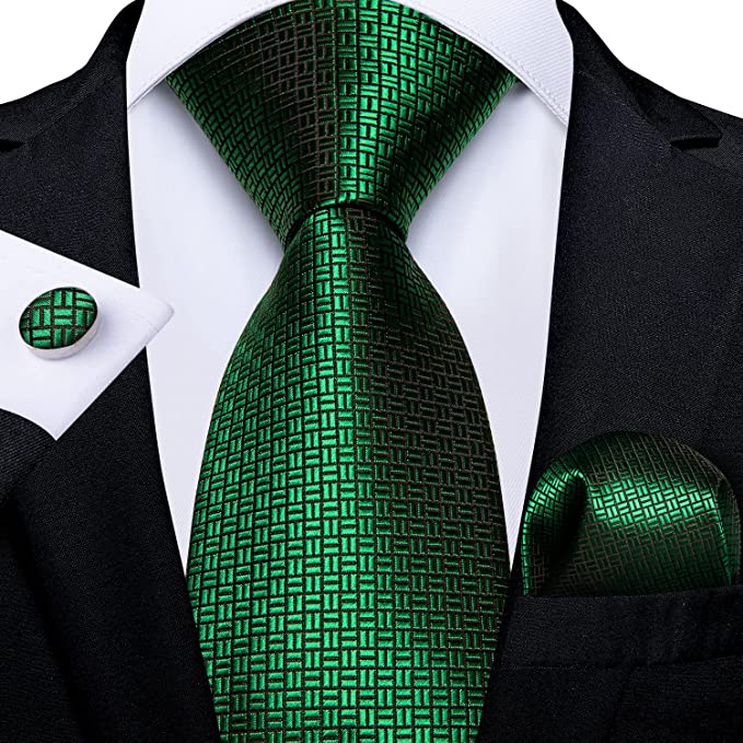 New Green and Black Necktie Set-DBG832