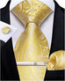 New Yellow Paisley Necktie Set-DBG876