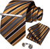 Copper Black White Stripe Necktie Set-DBG918