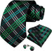 Black and Green Crisscross Geometric Necktie Set-DBG928