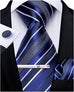 Royal Blue and White Stripe Silk Necktie Set-DBG929