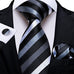 Black and Grey Stripe Silk Necktie Set-DBG937