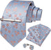 New Light Blue and Pink Floral Necktie Set-DBG942