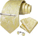 Yellow Paisley Silk Necktie Set-DBG945