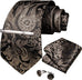 Brown Paisley Silk Necktie Set-DBG946
