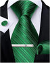 Solid Green Stripe Necktie Set-DBG954