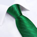 Solid Green Stripe Necktie Set-DBG954