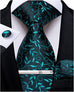 Dark Teal Floral Necktie Set-DBG961