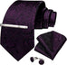 Eggplant Purple Paisley Necktie Set-DBG963