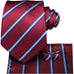 Red Blue and Lt. Blue Striped Necktie Set-DUB572