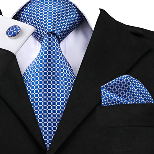 Blue and White Necktie Set-DUB577