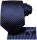 Blue and Black Stripe Silk Tie Set-DUB627