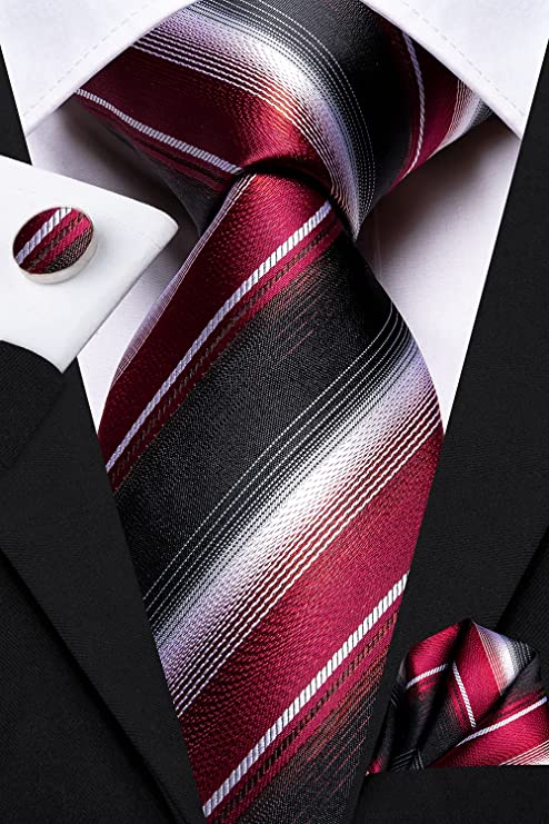 Black Red and White Necktie Set-DUB656