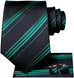 Green and Black Stripe Necktie Set-DUB727