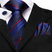 New Dark Blue and Red Stripe Necktie Set-DUB985