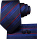 New Dark Blue and Red Stripe Necktie Set-DUB985