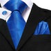 New Royal Blue Silk Necktie Set-DUB901