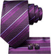 Lavender Purple Black Stripe Necktie Set-DUB907