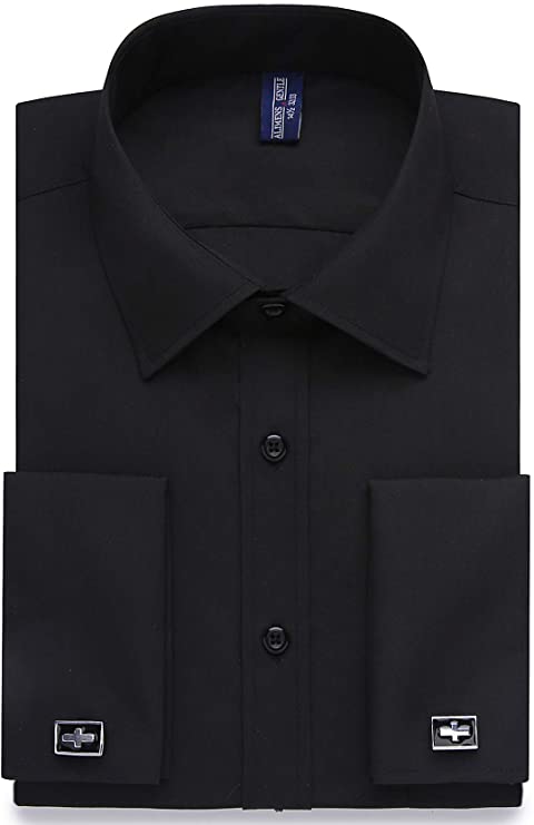Black French Cuff Dress Shirt-FCDS73