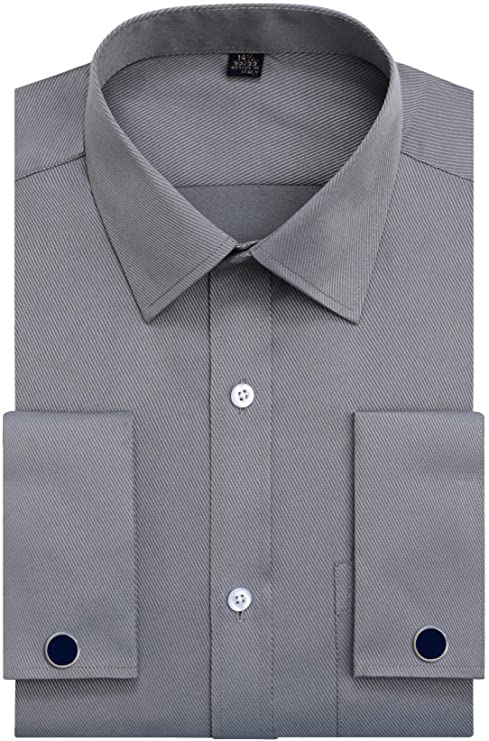 Grey French Cuff Dress Shirt-FCDS77